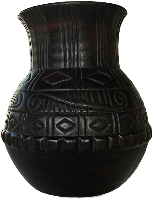 Black Tribal Pattern Vase PNG