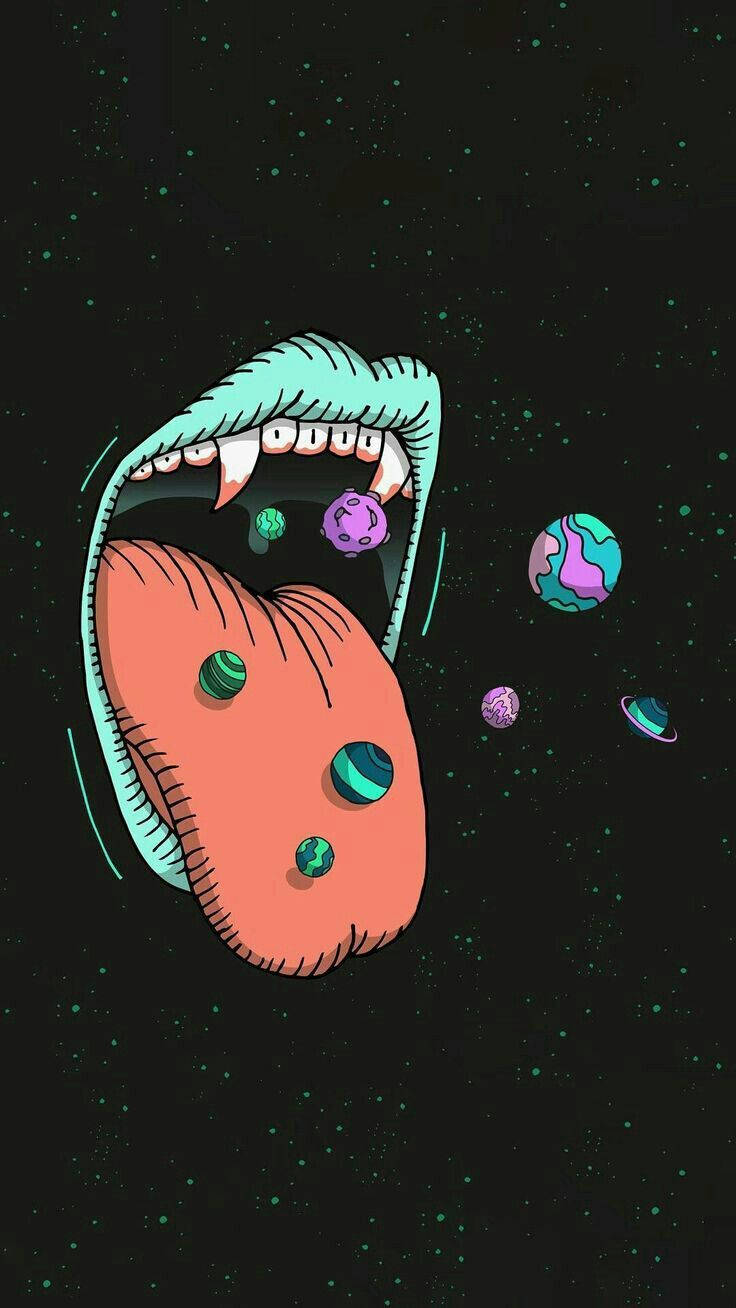 Black Trippy Mouth In Space