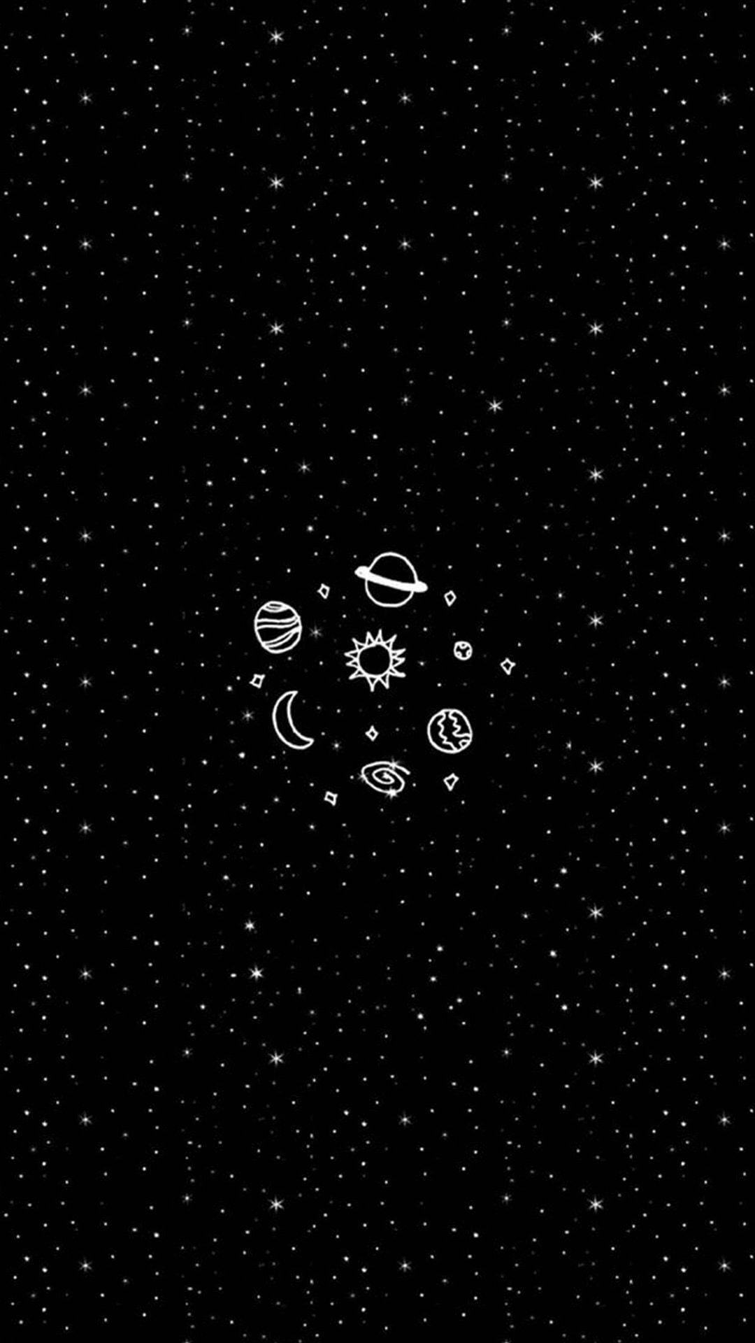 Black Trippy Space Logos Wallpaper
