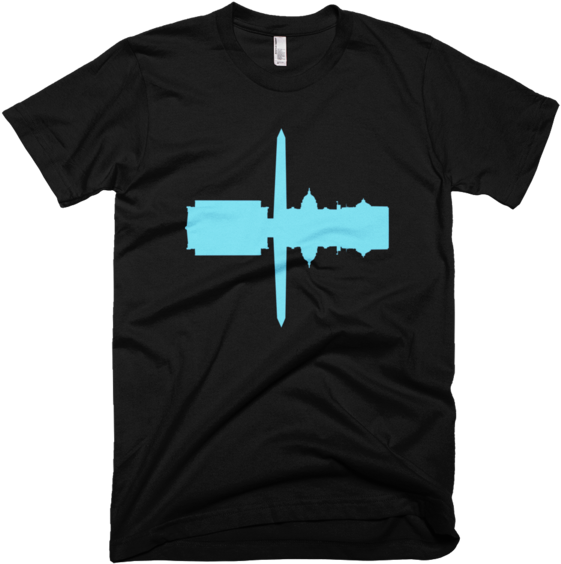 Black Tshirtwith Blue Soundwave Heartbeat PNG