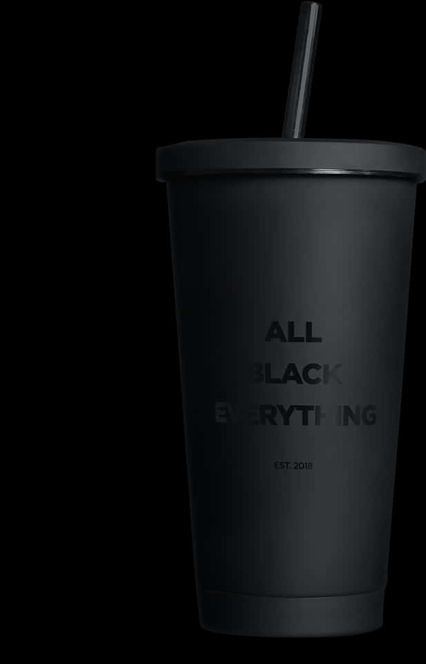 Black Tumbler With Text Design PNG