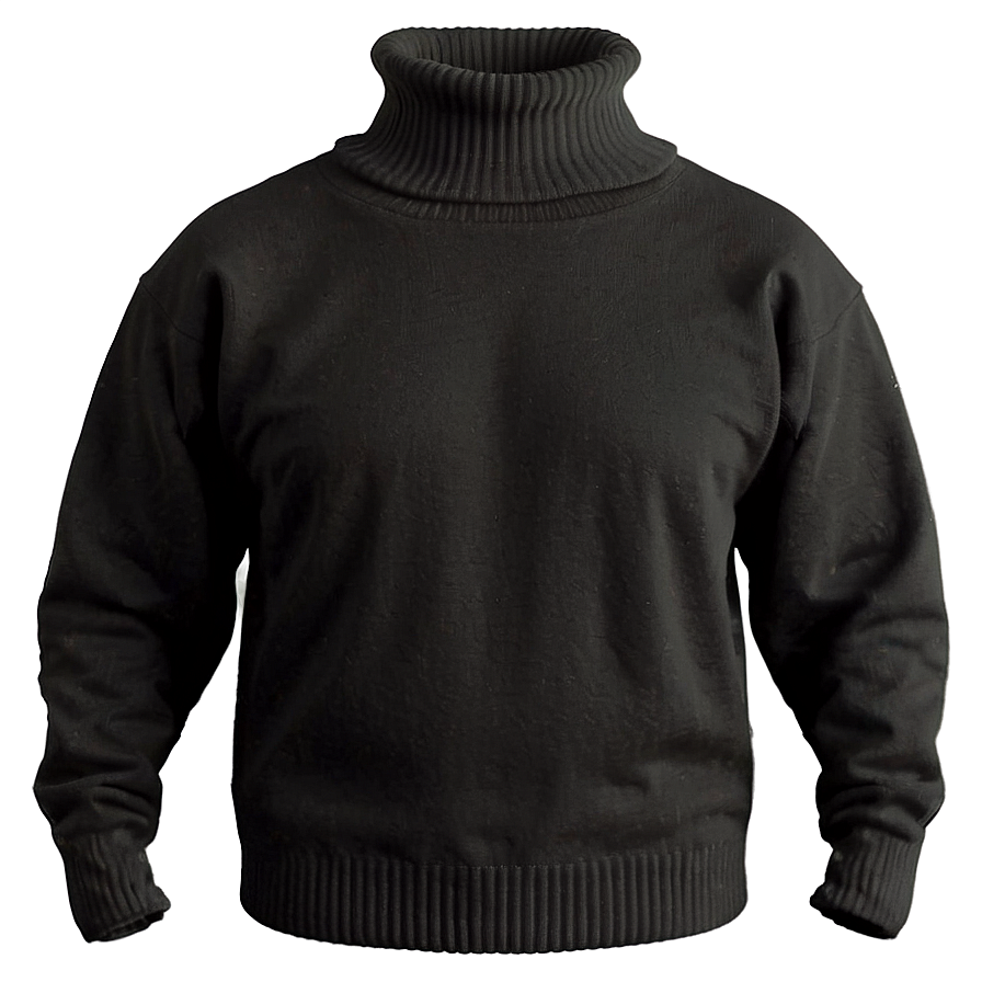 Black Turtleneck Sweater Png 06132024 PNG