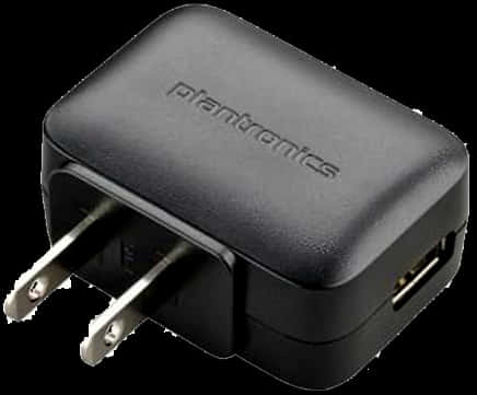 Black U S B Wall Charger Plantronics PNG