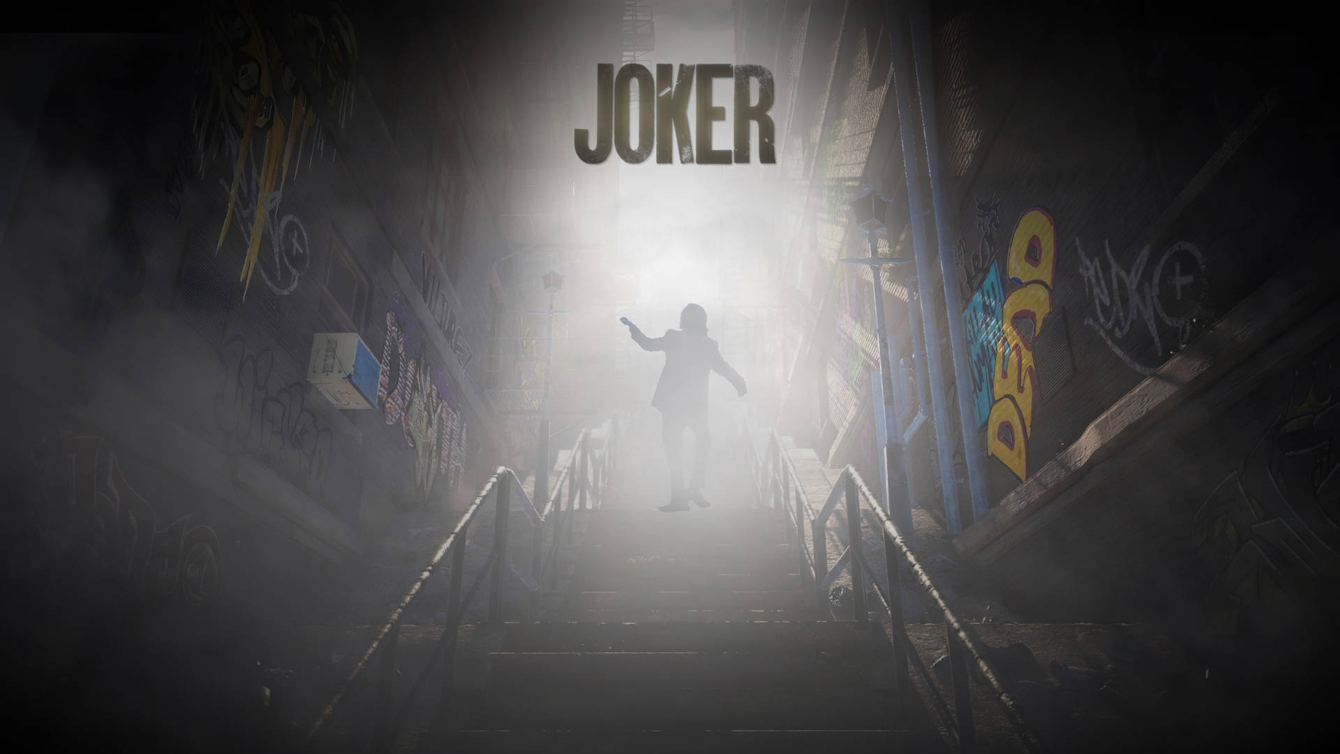 Black Ultra Hd Joker On A Staircase Background