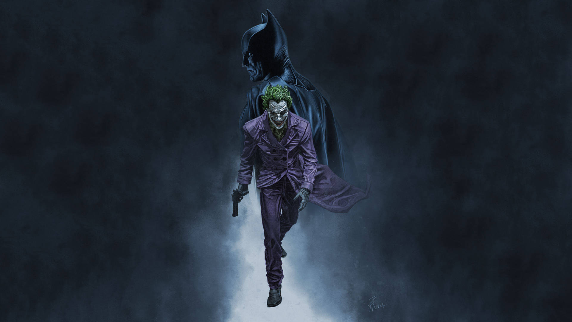 Black Ultra Hd Joker With Batman Looming
