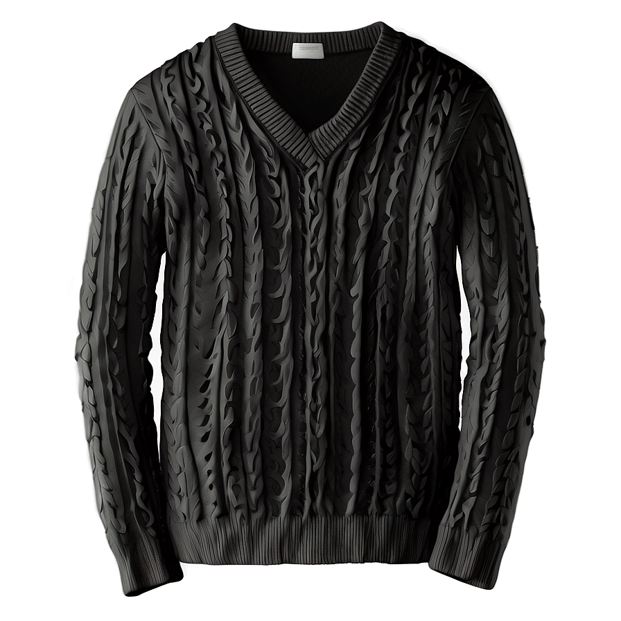 Black V-neck Sweater Png 06132024 PNG