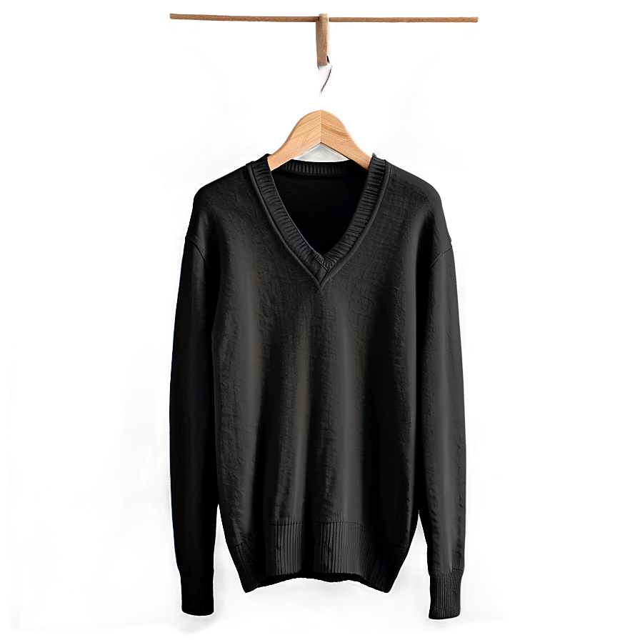 Black V-neck Sweater Png Yis50 PNG