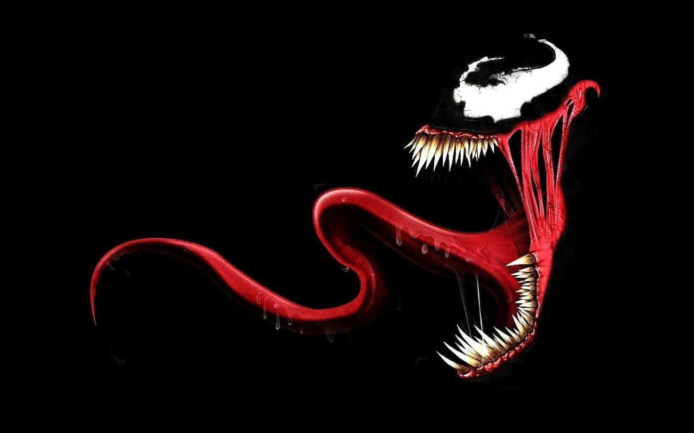Venom har åbent mund og rød tunge ude Wallpaper