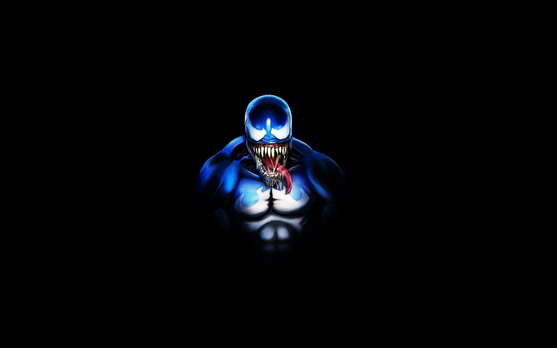 Venom In The Dark With His Mouth Open Wallpaper