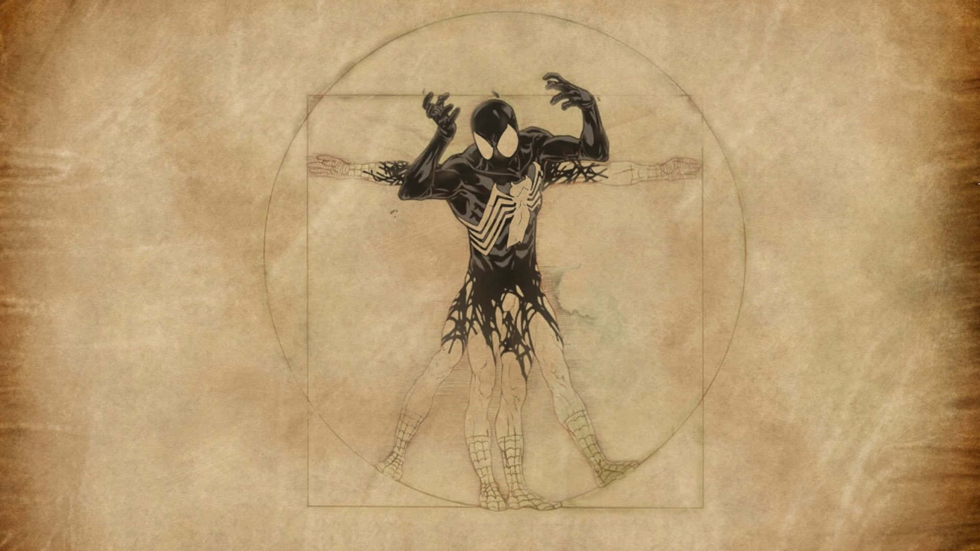 Einezeichnung Eines Mannes Mit Einem Venom Auf Seinem Rücken Wallpaper