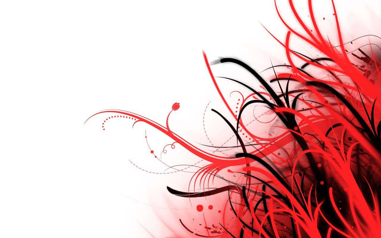 Et minimalistisk sort og hvidt landskab med et dristigt plasket af rødt. Wallpaper