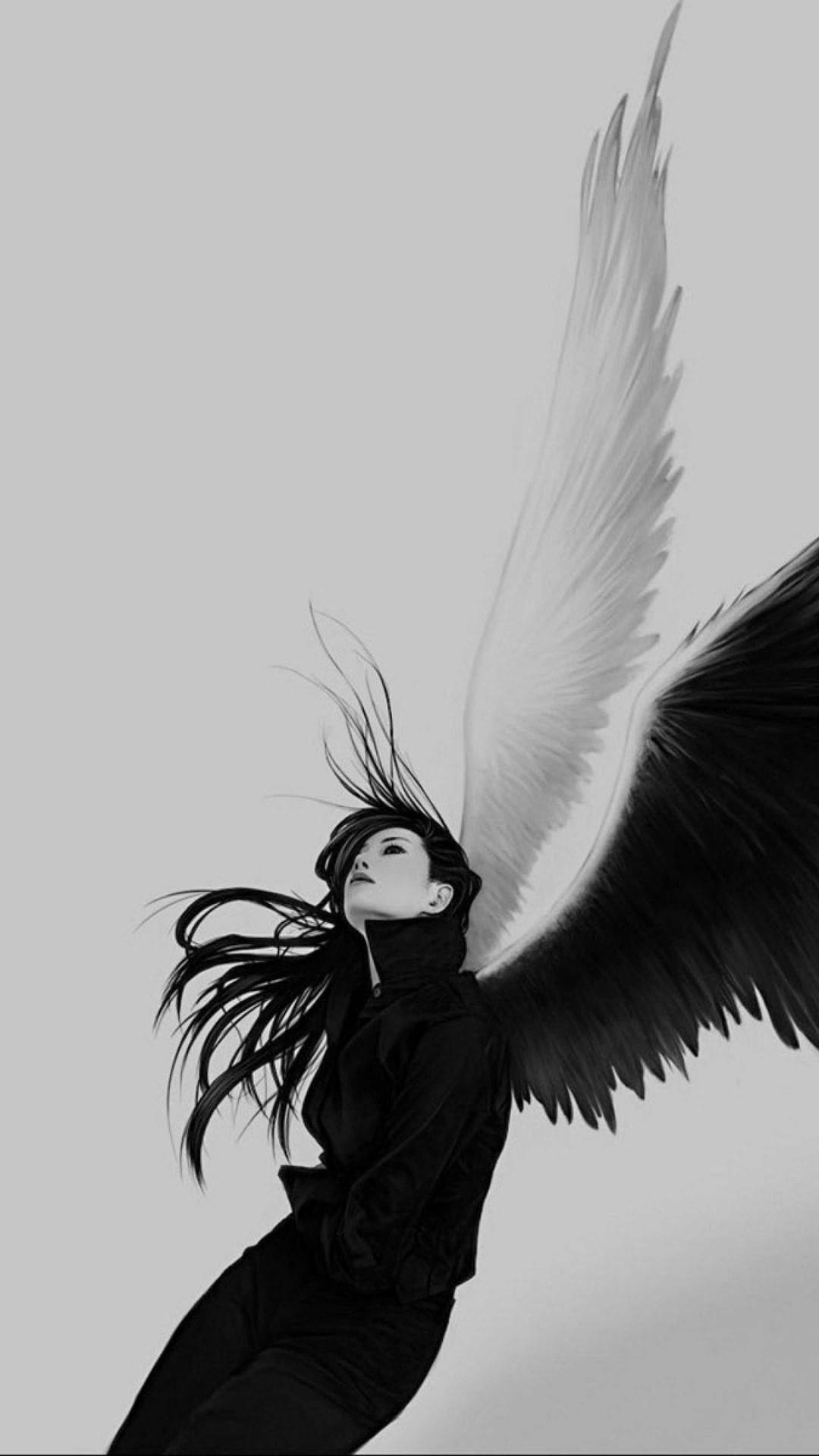 Mystical Black Angel Wings Wallpaper
