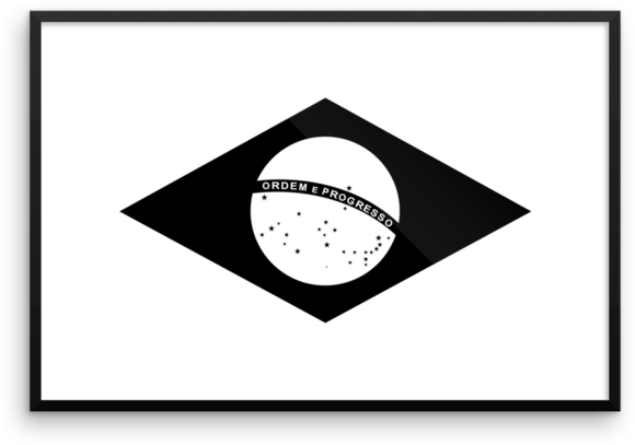 Black White Brazilian Flag Art PNG