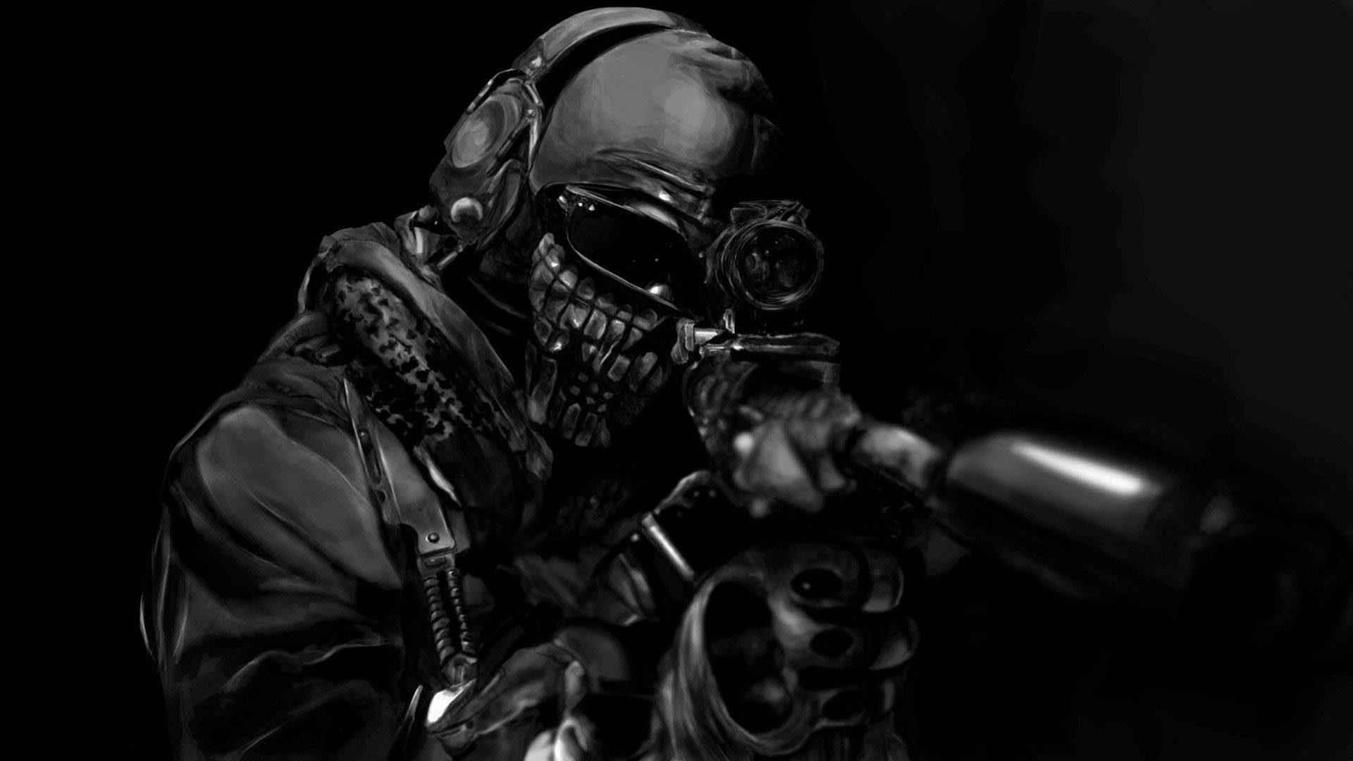 Black White Call Of Duty Ghost Background