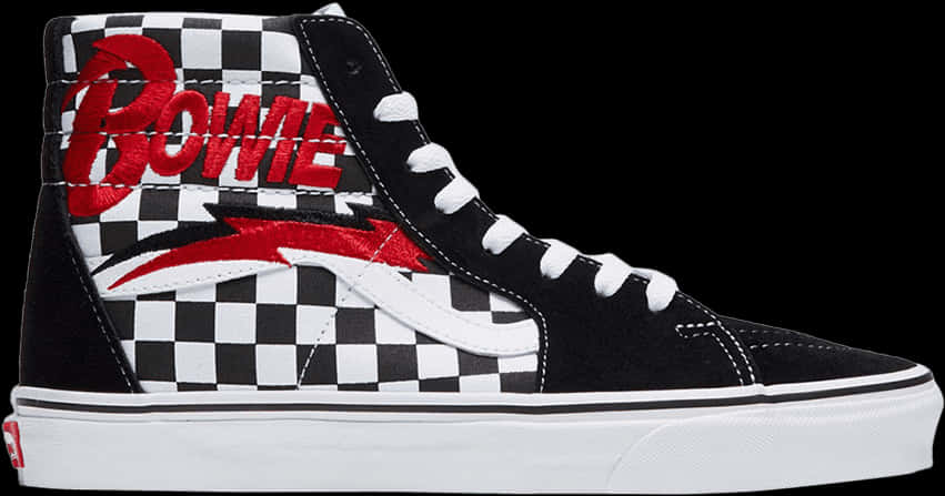 Black White Checkered High Top Sneaker PNG