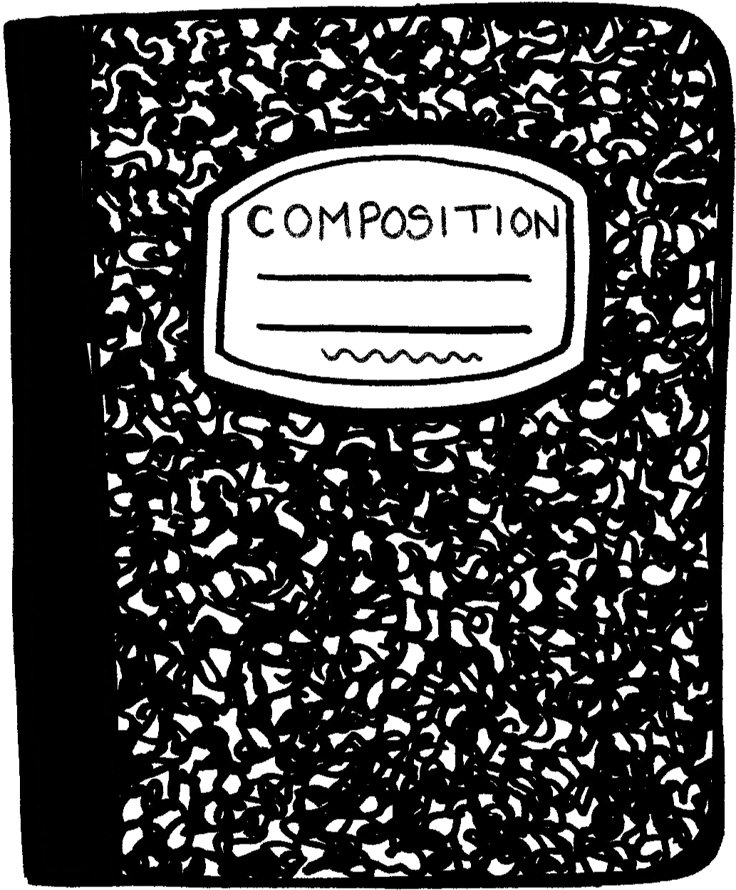 Black White Composition Notebook Clipart PNG