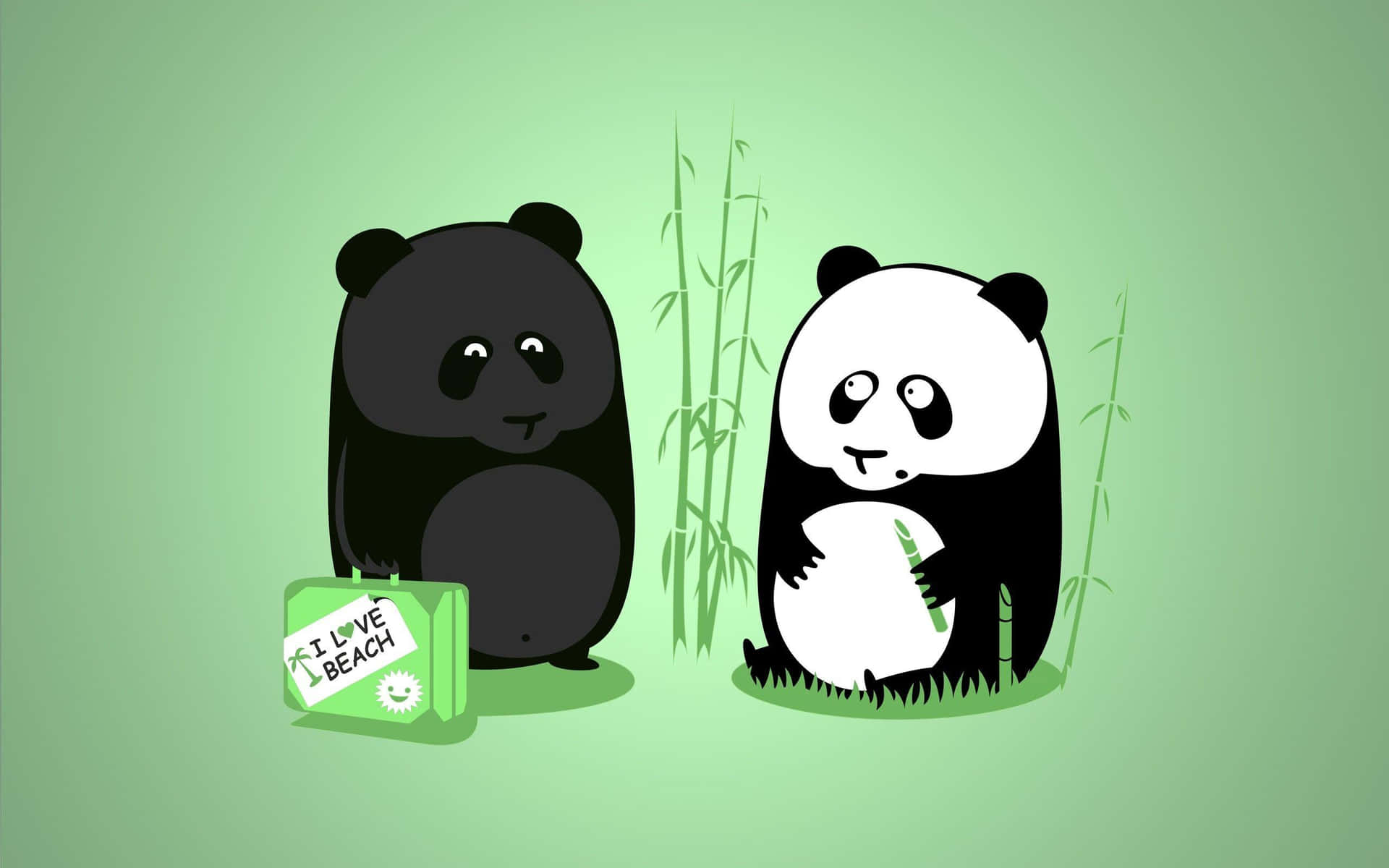 Black White Cute Cartoon Panda Wallpaper