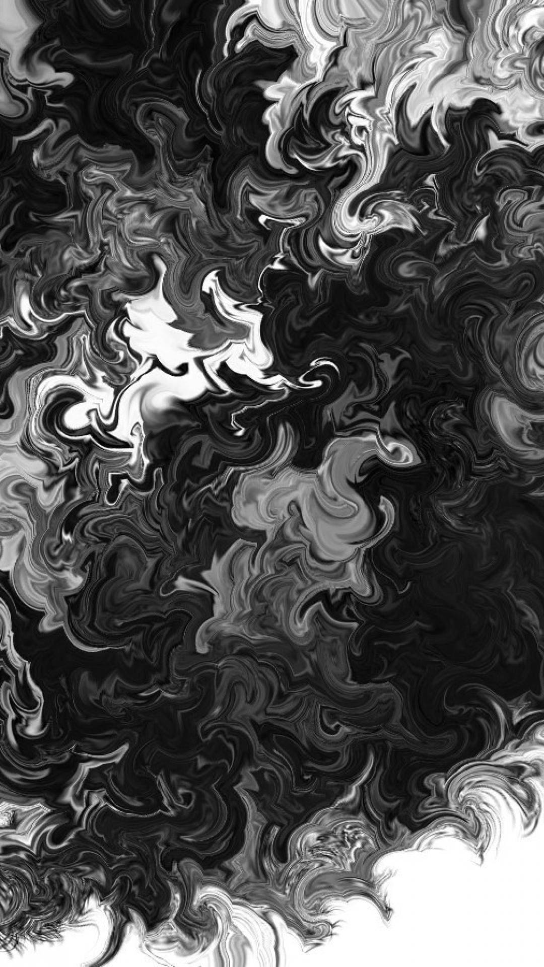 Black White Iphone Digital Abstract Painting Wallpaper