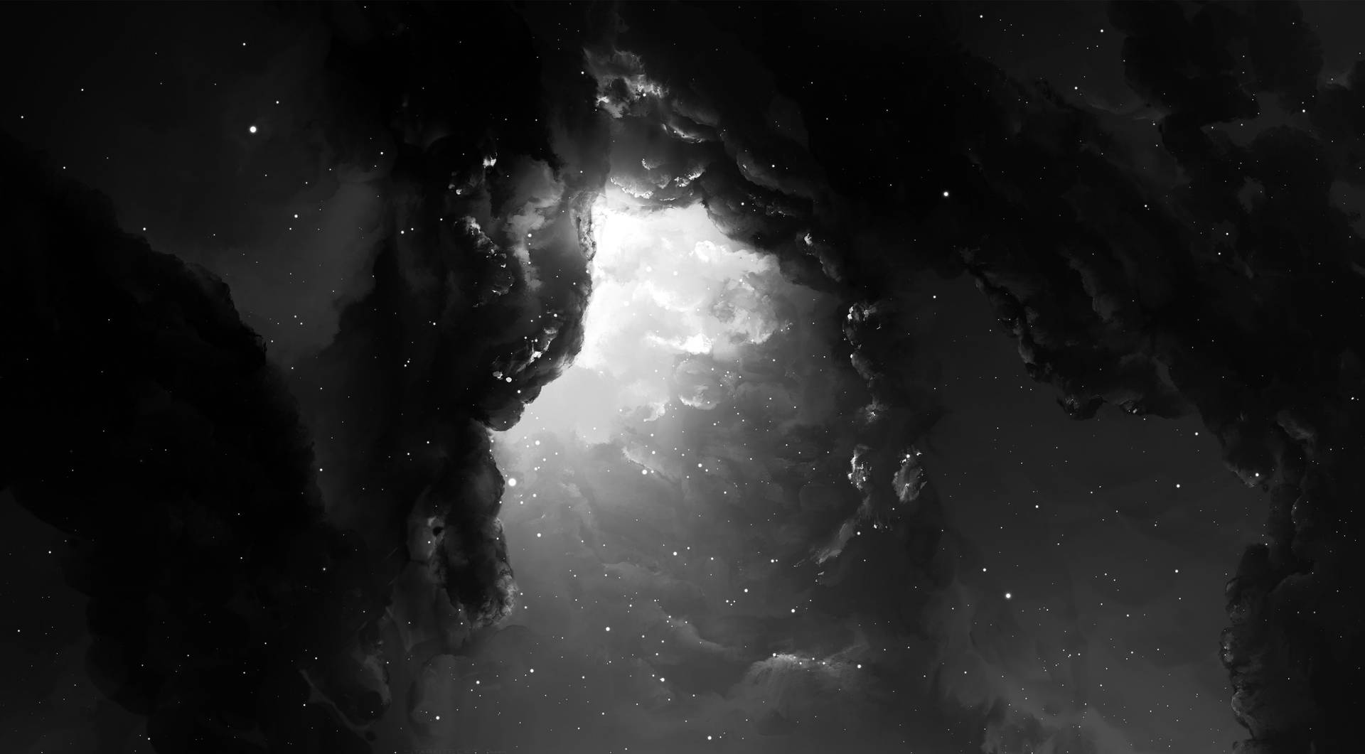 Black White Outer Space For Monitor Wallpaper
