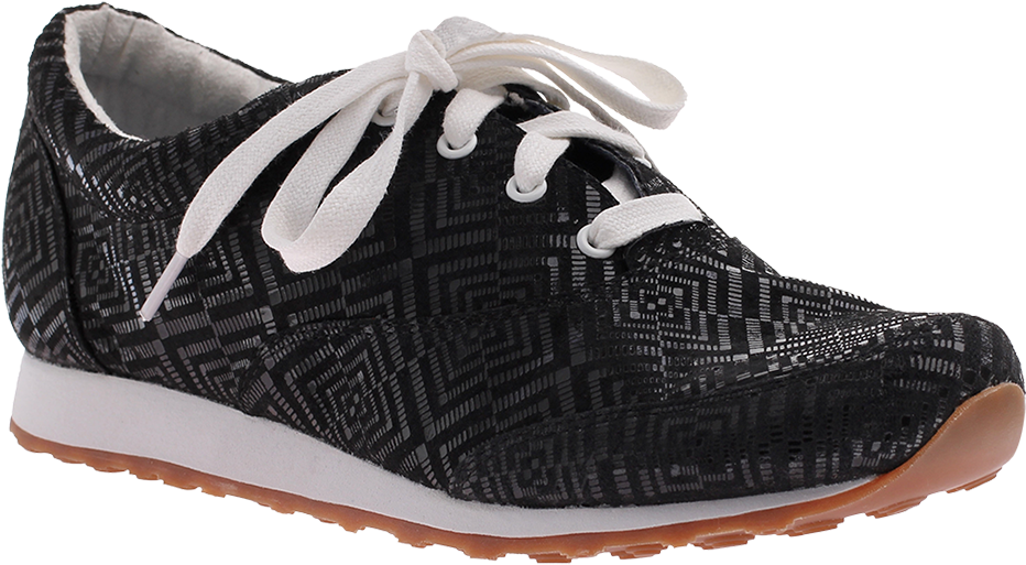 Black White Patterned Sneaker PNG