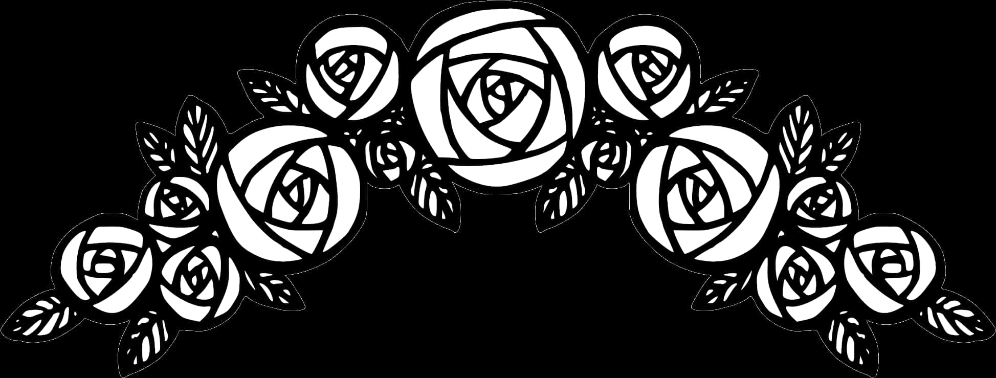 Black White Rose Design PNG