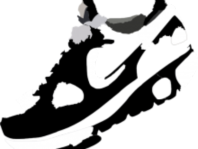 Black White Running Shoe Illustration PNG