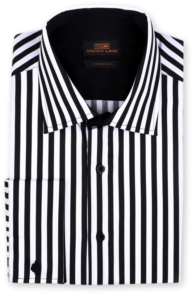 Black White Striped Dress Shirt PNG