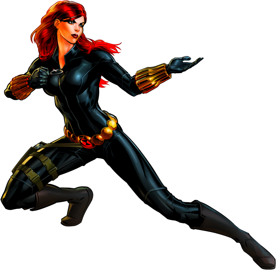 Black Widow Action Pose PNG