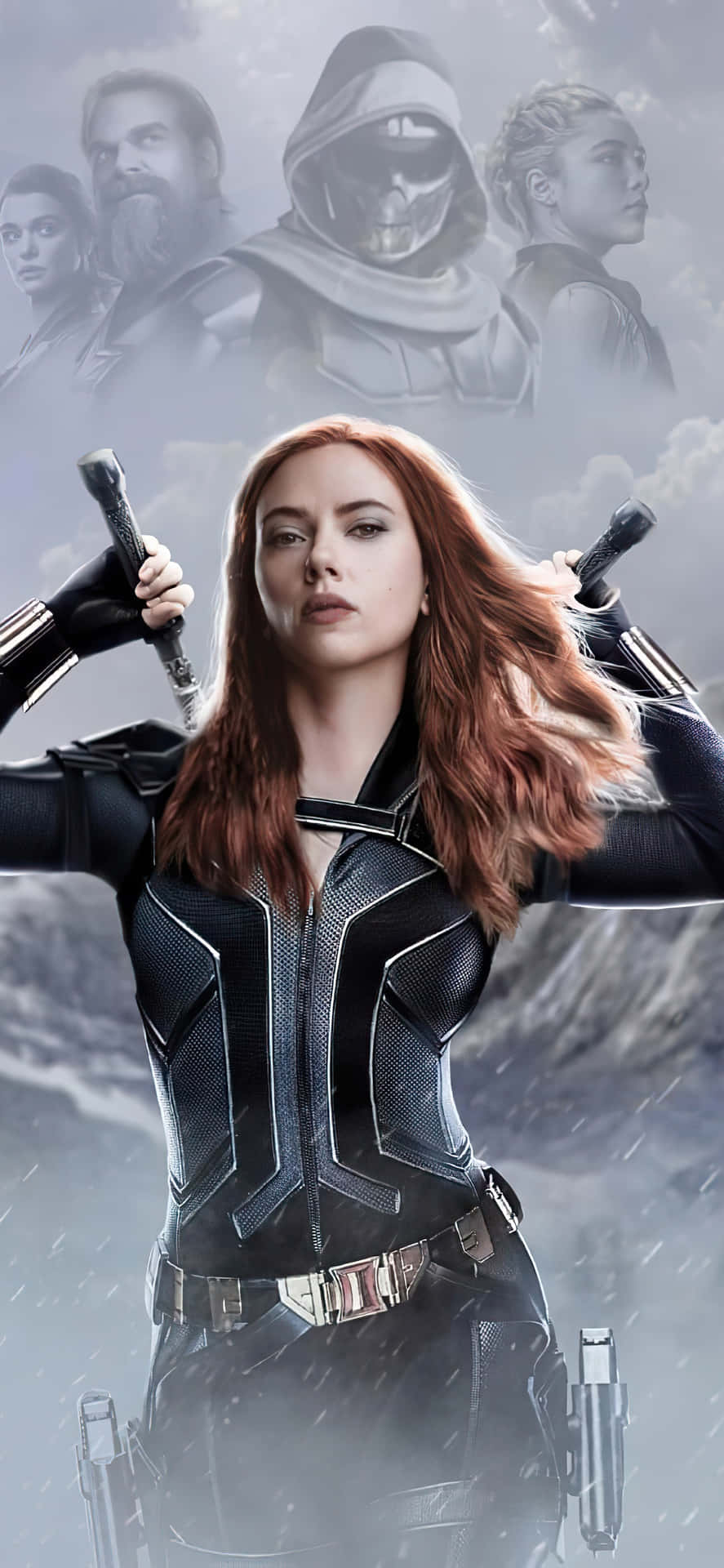 Download Black Widow Poster With A Woman Holding A Gun Wallpaper ...