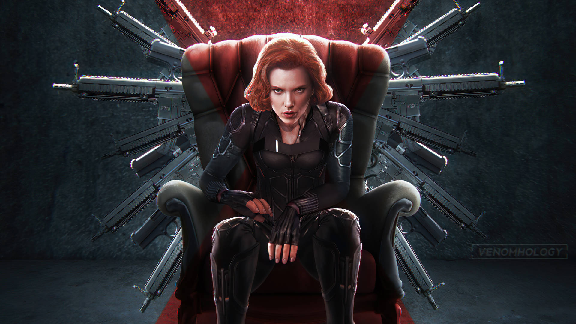 Download Black Widow Marvel Throne Wallpaper 