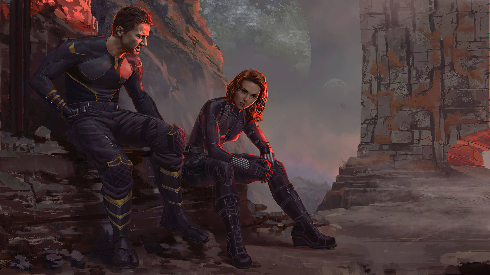 Black Widow Natasha And Clint Barton 4k Background