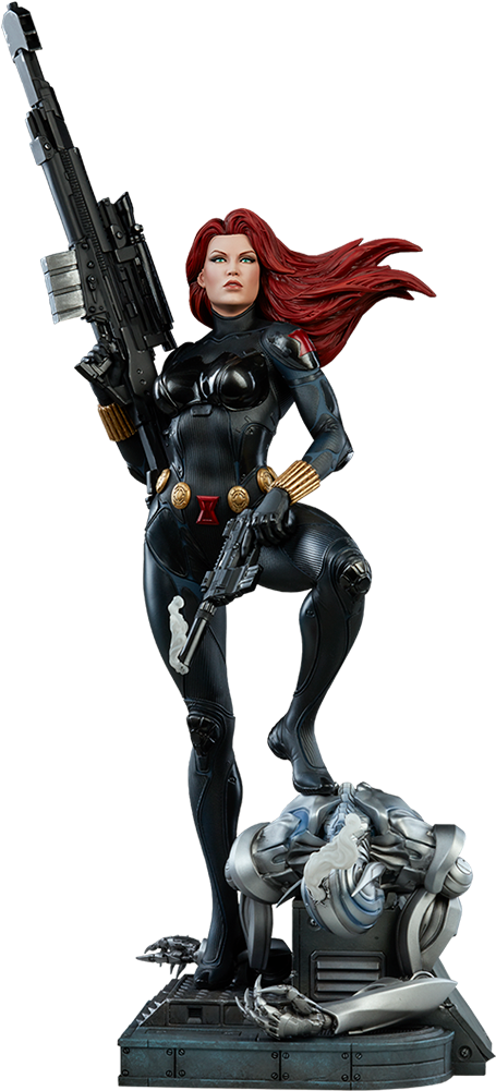 Black Widow Statue Action Pose PNG