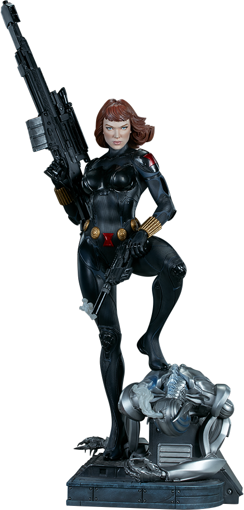 Black Widow Statuewith Gun PNG