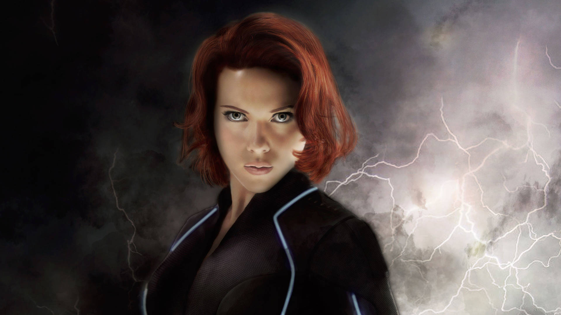 Black Widow With Lightning Effects 4K Wallpaper