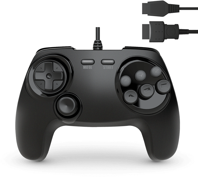 Black Wired Game Controller PNG