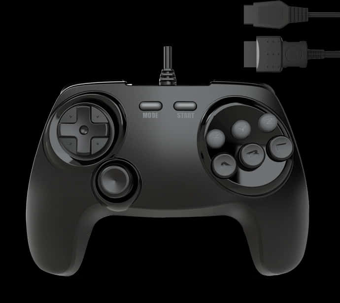 Black Wired Game Controller PNG