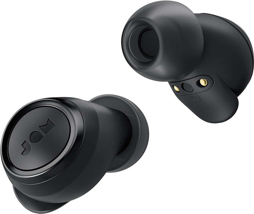 Black Wireless Earbuds Product Showcase PNG