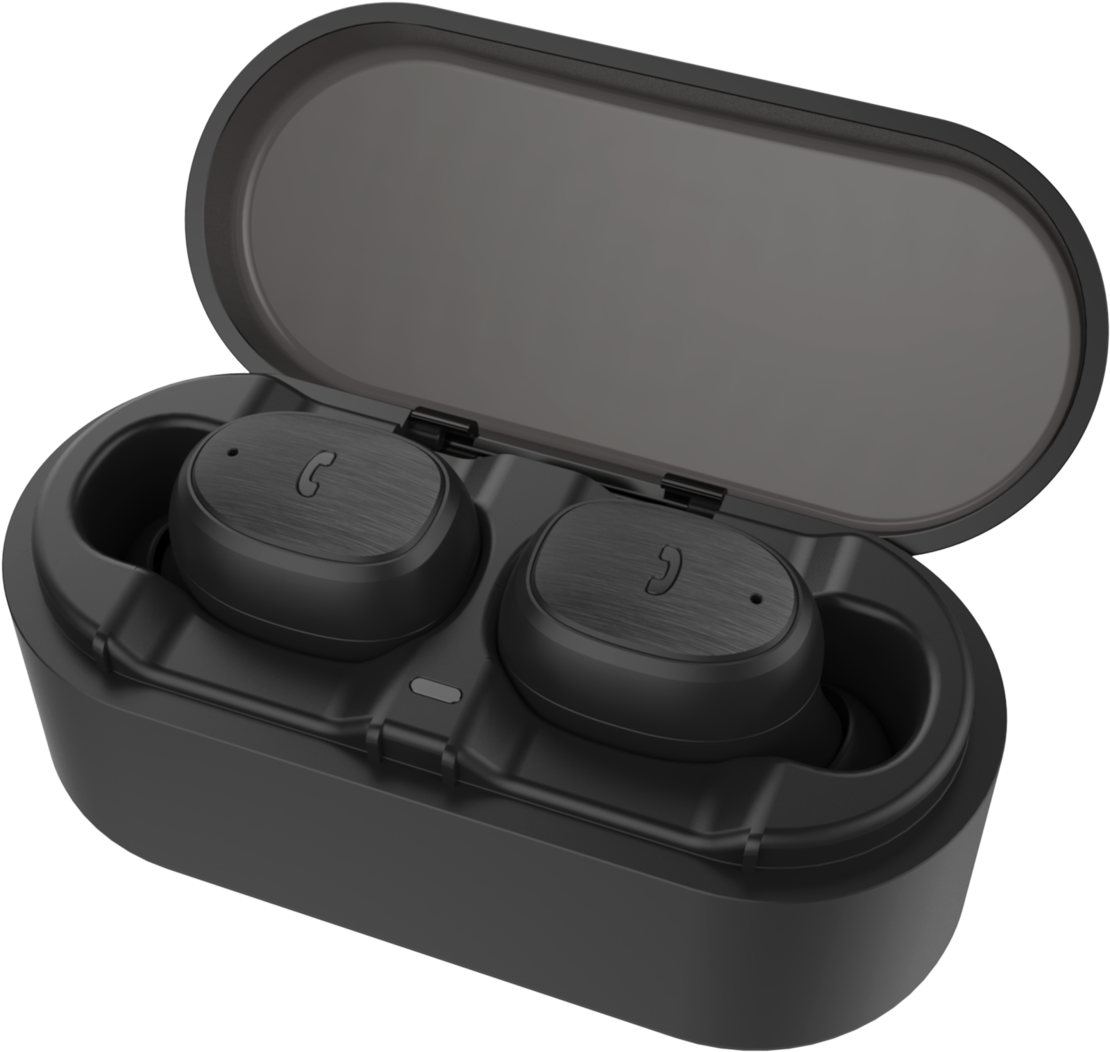 Black Wireless Earbudsin Charging Case PNG