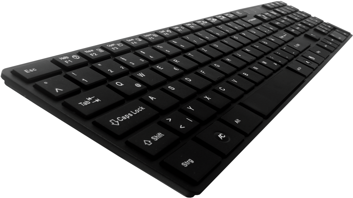 Black Wireless Keyboard Angled View PNG