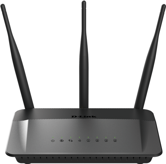 Black Wireless Routerwith Antennas PNG