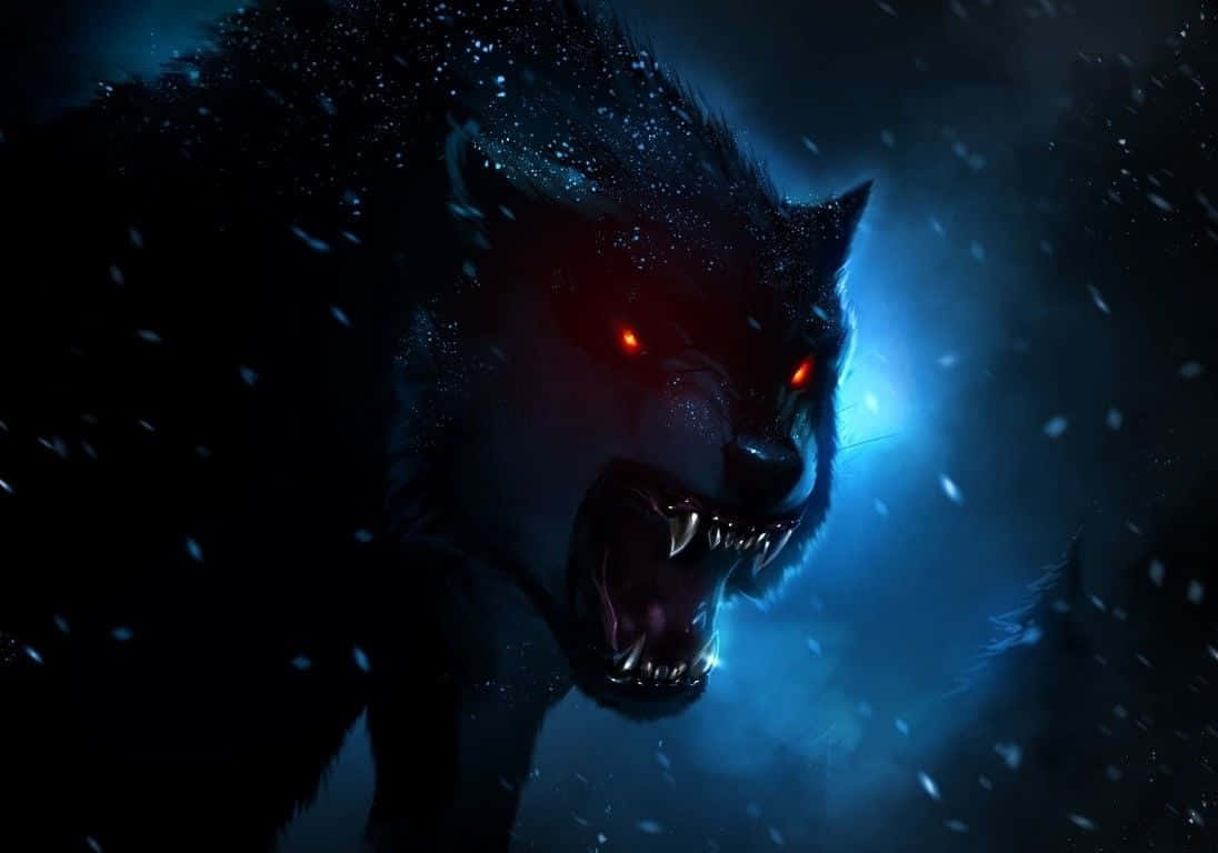 Majestic Black Wolf Howling to the Moonlight