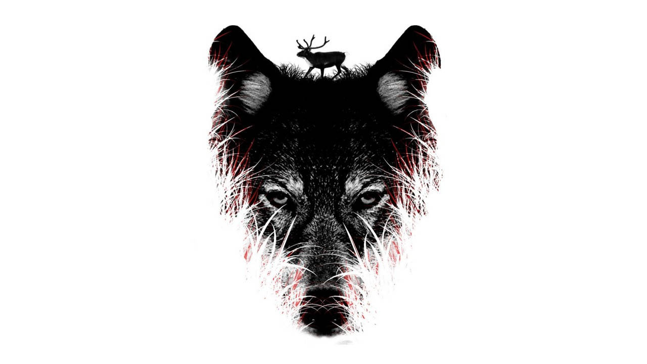 Black Wolf Head Art Wallpaper