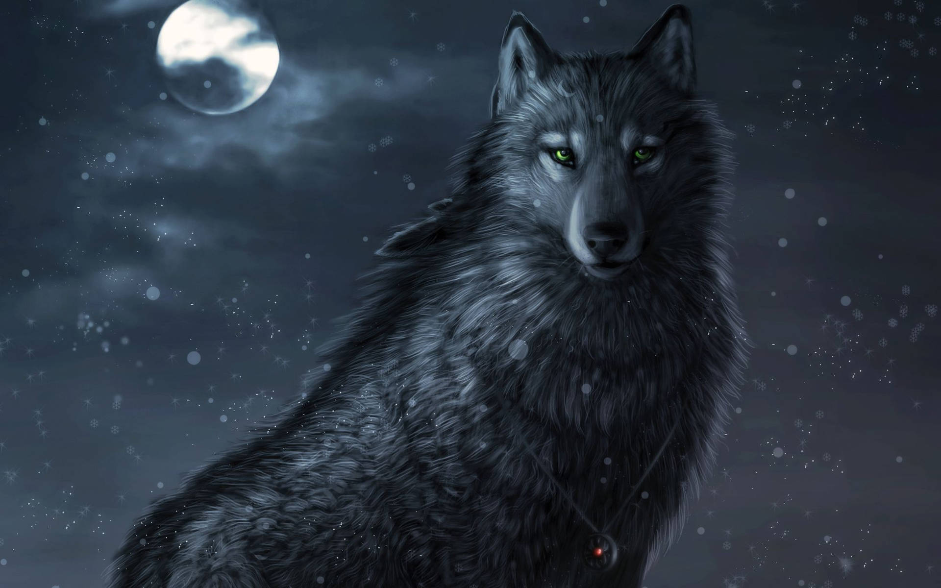 Black Wolf Of Full Moon Wallpaper