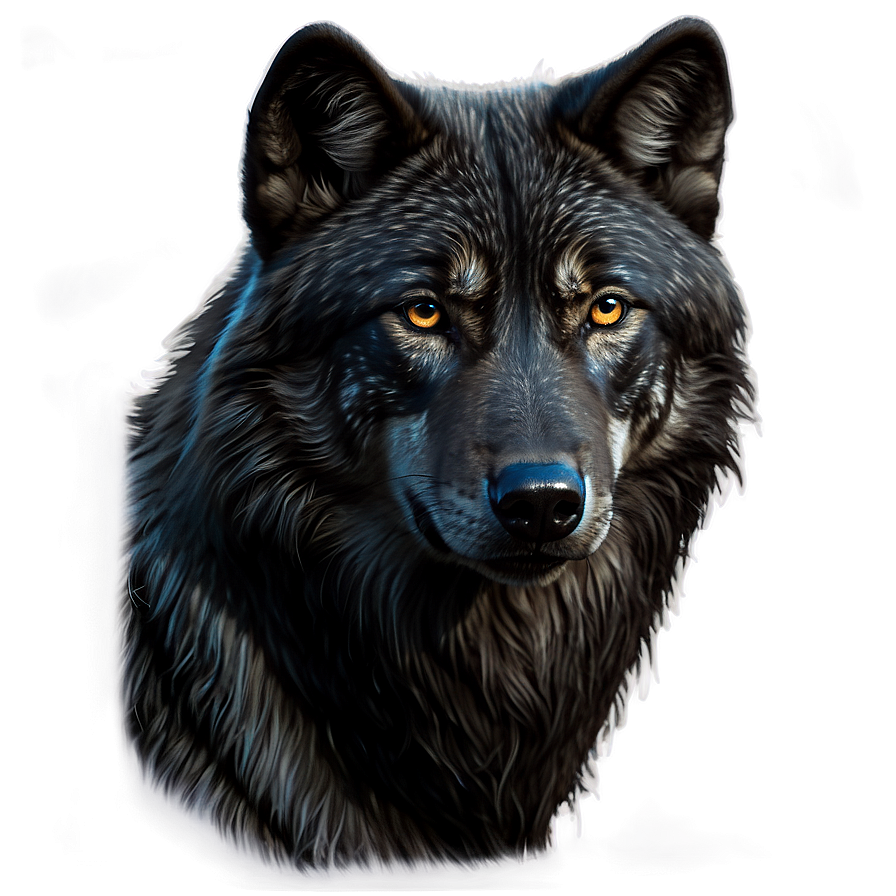 Black Wolf Portrait Png 05032024 PNG