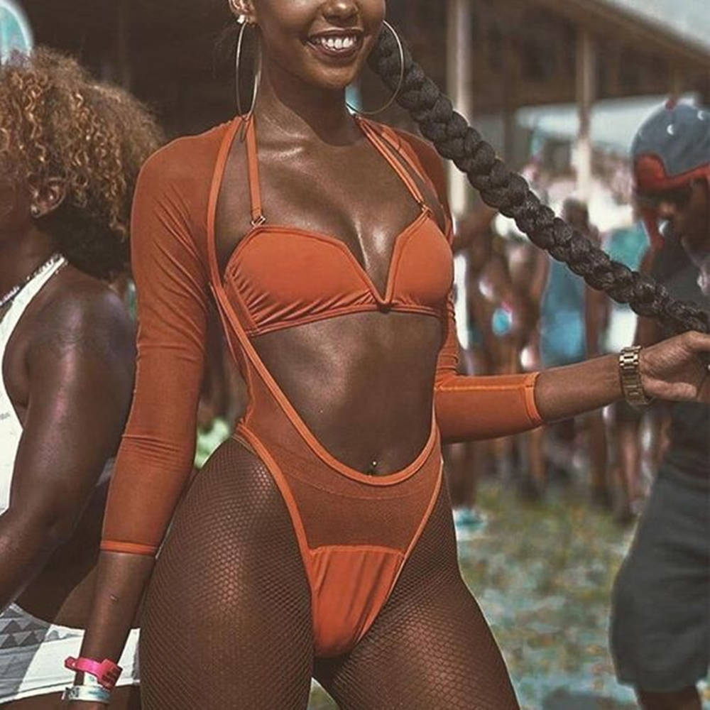 Black Woman In Bikini Braid Wallpaper