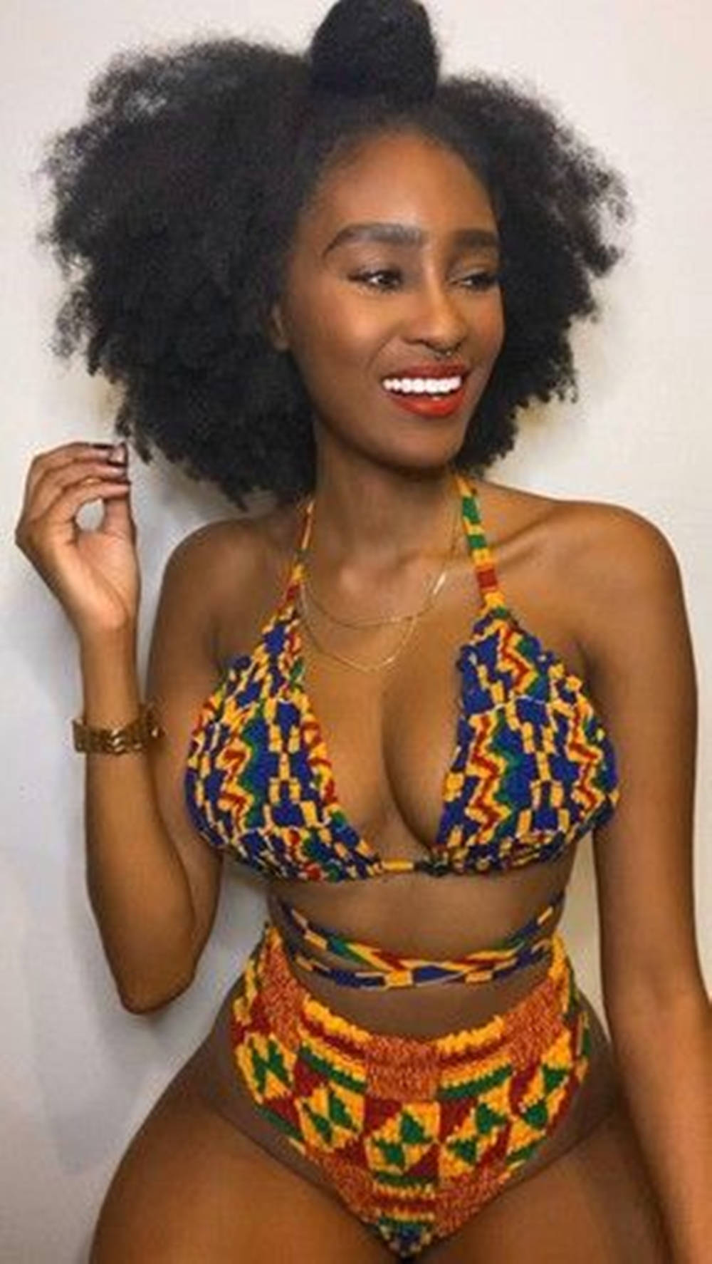 Black Woman In Bikini Printed Wallpaper