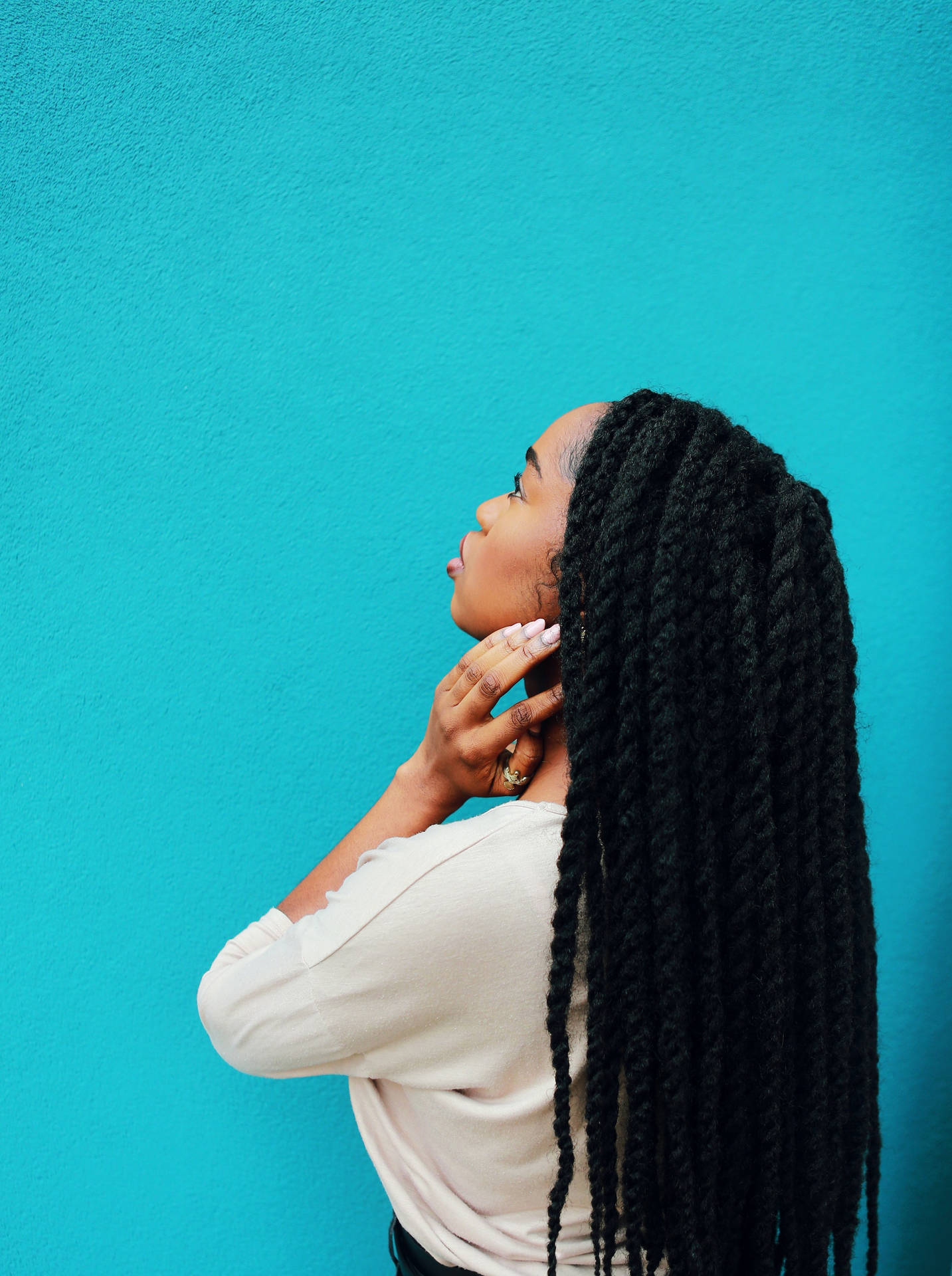 Black Woman Long Braided Hairstyle Wallpaper