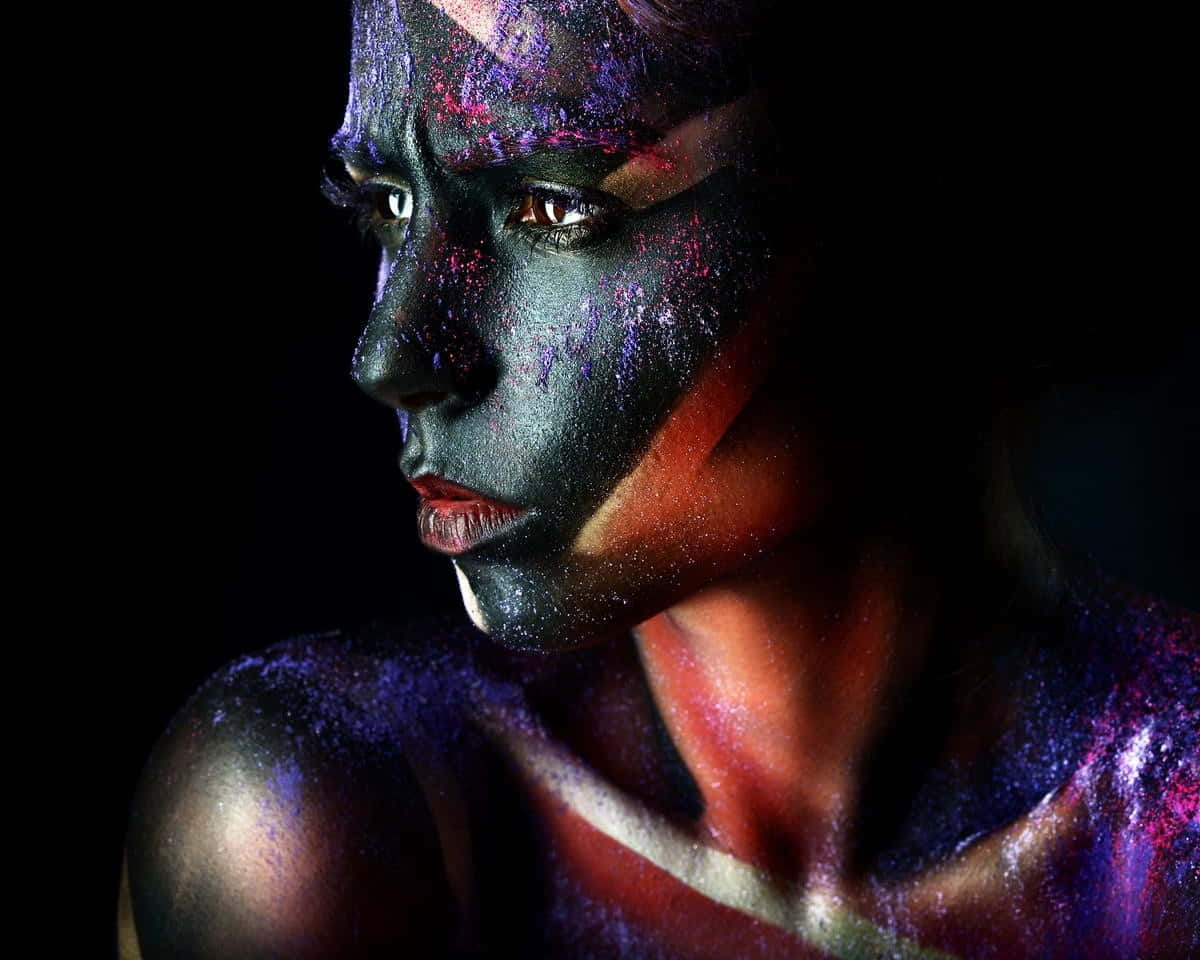 Sort Kvindelig Profil Farverig Makeup Tapet Til Computer eller Mobil Wallpaper
