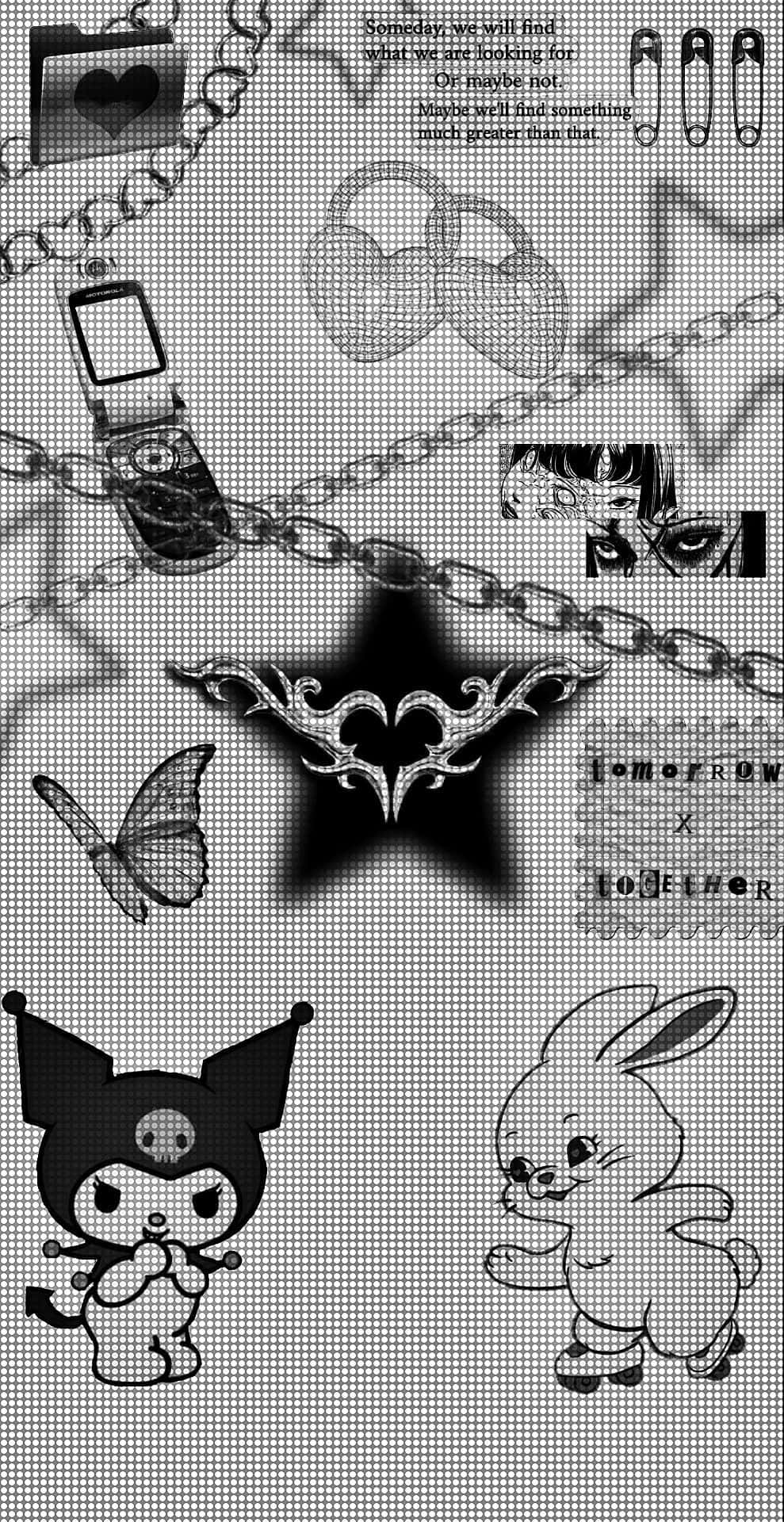 Black Y2 K Aesthetic Collage Wallpaper