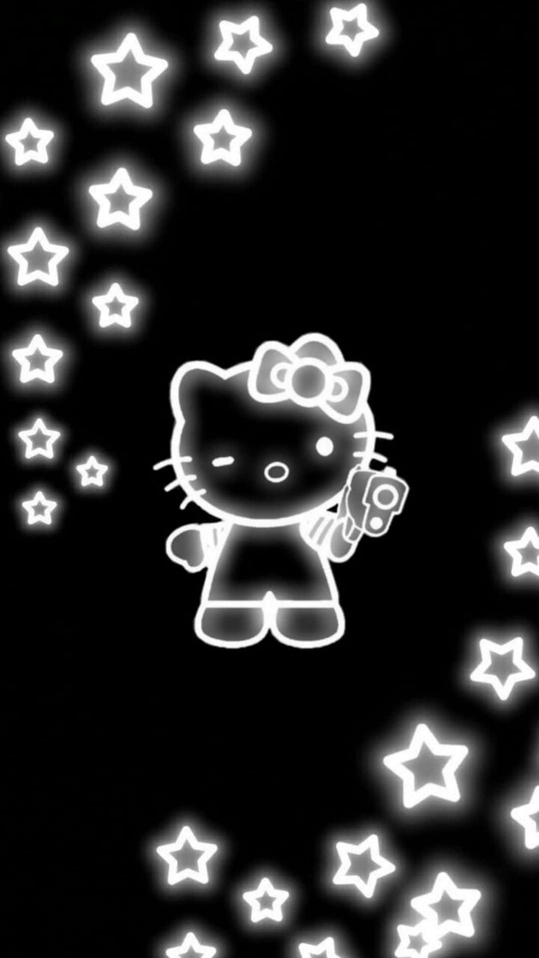 Black Y2 K Aesthetic Hello Kitty Stars Wallpaper